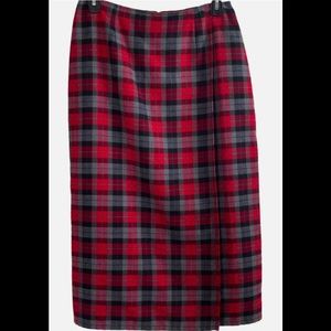 Womens Vintage Crazy Horse Plaid Maxi Skirt